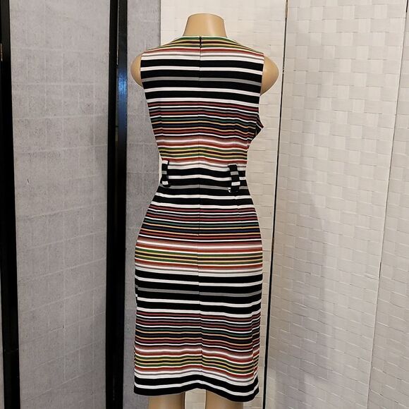 BRAND NEW I LE NEW YORK MULTI-COLOR STRIPE CASUAL DRESS - Picture 13 of 16